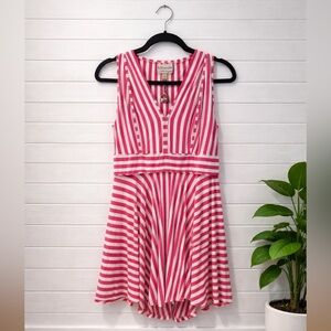 🩵👉💗Philosophy Pink & White Striped Sleeveless Dress/Flowy Summer Dress-Medium